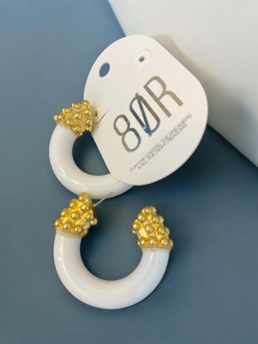 8 Other Reasons White Hoop Earrings with Gold Textured Caps